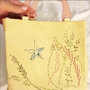 NWT vintage Andrea Stuart NY straw dragonfly bag